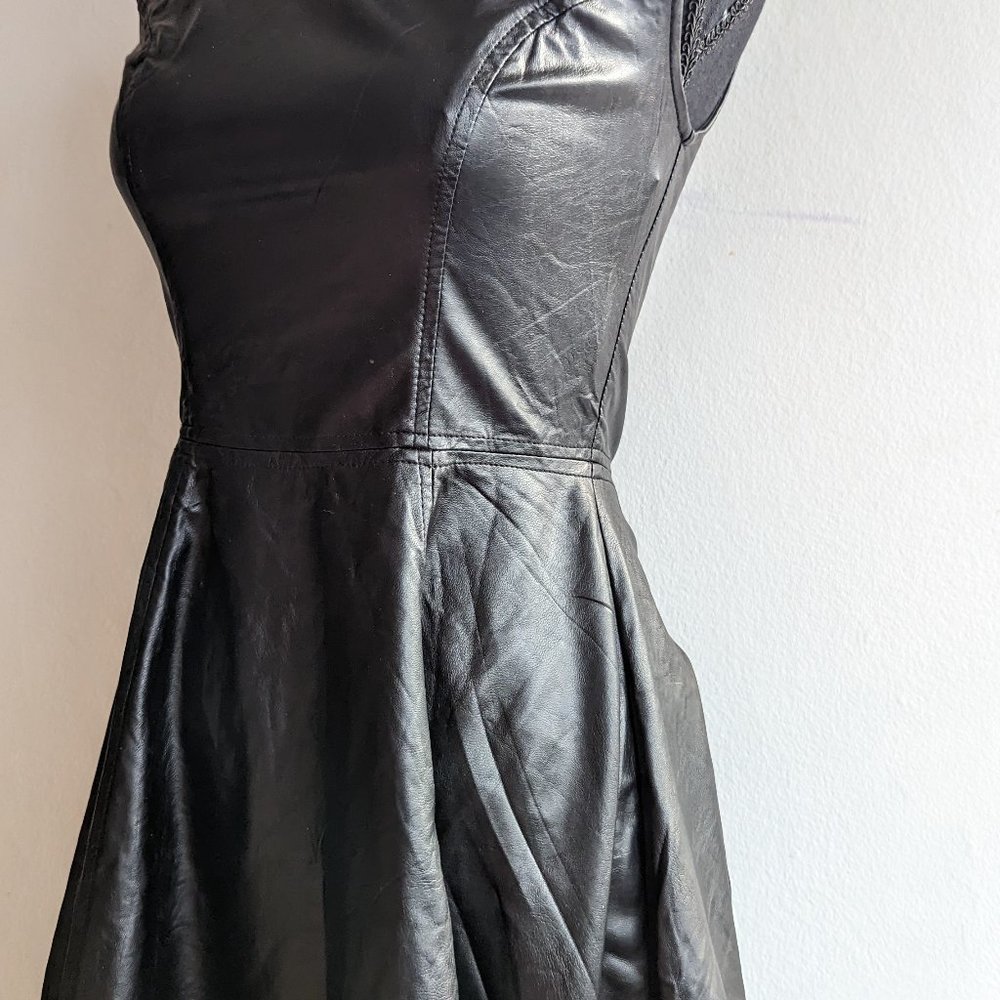 Pleather Swing Mini Dress w/ 1/4 Sheer Back